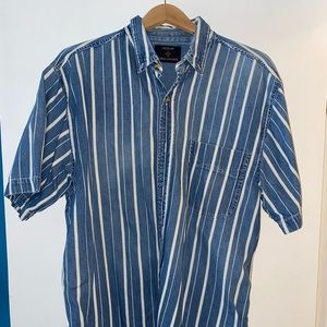 Short Sleeve Denim Button Down White stripes
